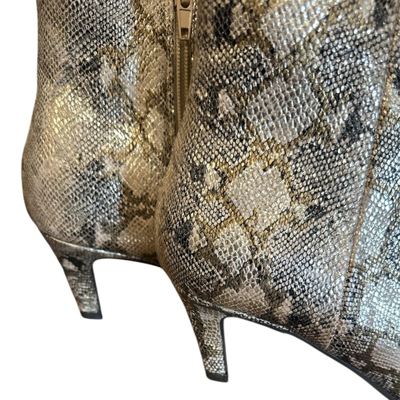 Anne Michelle Lena Bootie Size 10 Bronze Snake Side Zipper Kitten Heel - Picture 8 of 13